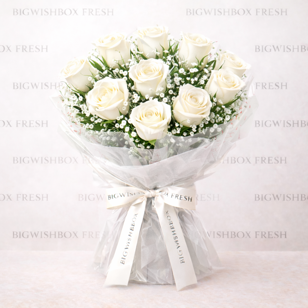 Timeless Beauty White Roses Bouquet