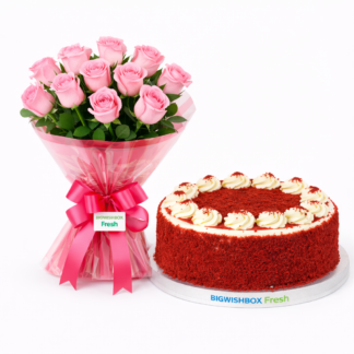 Pink Roses & Red Velvet Delight